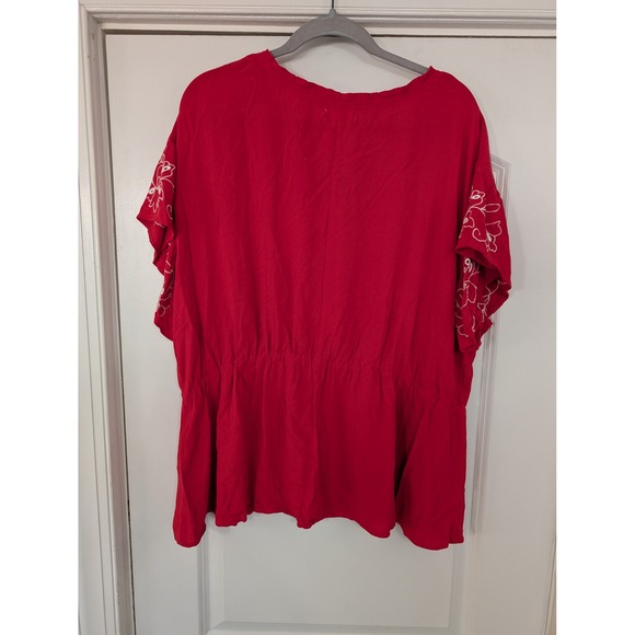 Maurices Red Embroidered Peasant Top Tunic Blouse Women‎ Plus Size 2X NWTs - Picture 7 of 7